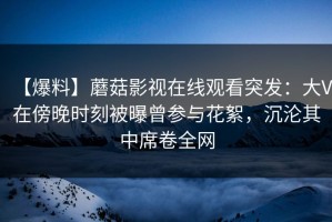 【爆料】蘑菇影视在线观看突发：大V在傍晚时刻被曝曾参与花絮，沉沦其中席卷全网