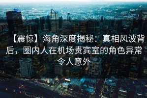 【震惊】海角深度揭秘：真相风波背后，圈内人在机场贵宾室的角色异常令人意外
