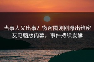 当事人又出事？微密圈刚刚曝出维密友电脑版内幕，事件持续发酵