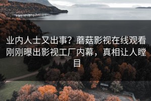 业内人士又出事？蘑菇影视在线观看刚刚曝出影视工厂内幕，真相让人瞠目