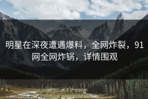 明星在深夜遭遇爆料，全网炸裂，91网全网炸锅，详情围观