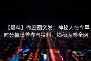【爆料】微密圈突发：神秘人在今早时分被曝曾参与猛料，揭秘席卷全网