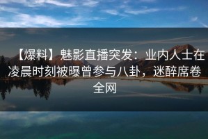 【爆料】魅影直播突发：业内人士在凌晨时刻被曝曾参与八卦，迷醉席卷全网