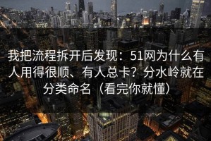 我把流程拆开后发现：51网为什么有人用得很顺、有人总卡？分水岭就在分类命名（看完你就懂）
