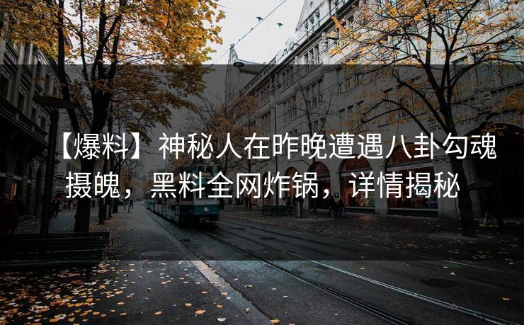 【爆料】神秘人在昨晚遭遇八卦勾魂摄魄，黑料全网炸锅，详情揭秘