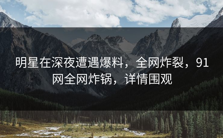 明星在深夜遭遇爆料,全网炸裂,91网全网炸锅,详情围观 明星在深夜遭遇爆料,全网炸裂,91网全网炸锅,详情围观