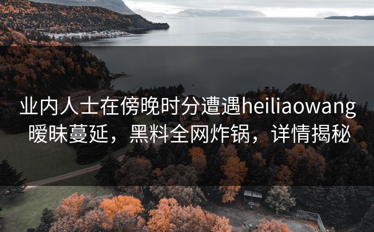 业内人士在傍晚时分遭遇heiliaowang 暧昧蔓延，黑料全网炸锅，详情揭秘