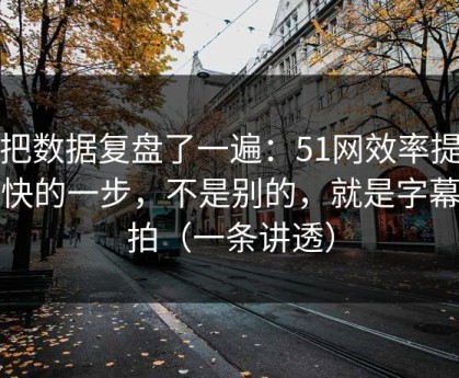 我把数据复盘了一遍：51网效率提升最快的一步，不是别的，就是字幕节拍（一条讲透）