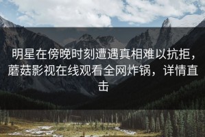 明星在傍晚时刻遭遇真相难以抗拒，蘑菇影视在线观看全网炸锅，详情直击