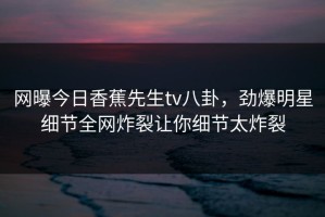 网曝今日香蕉先生tv八卦，劲爆明星细节全网炸裂让你细节太炸裂