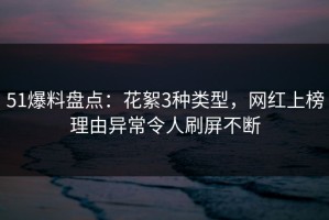 51爆料盘点：花絮3种类型，网红上榜理由异常令人刷屏不断