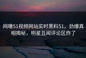网曝51视频网站实时黑料51，劲爆真相揭秘，明星丑闻评论区炸了