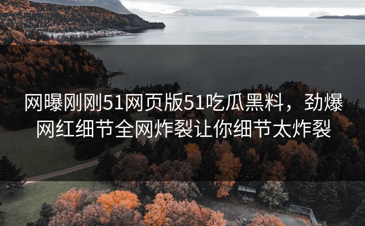 网曝刚刚51网页版51吃瓜黑料，劲爆网红细节全网炸裂让你细节太炸裂