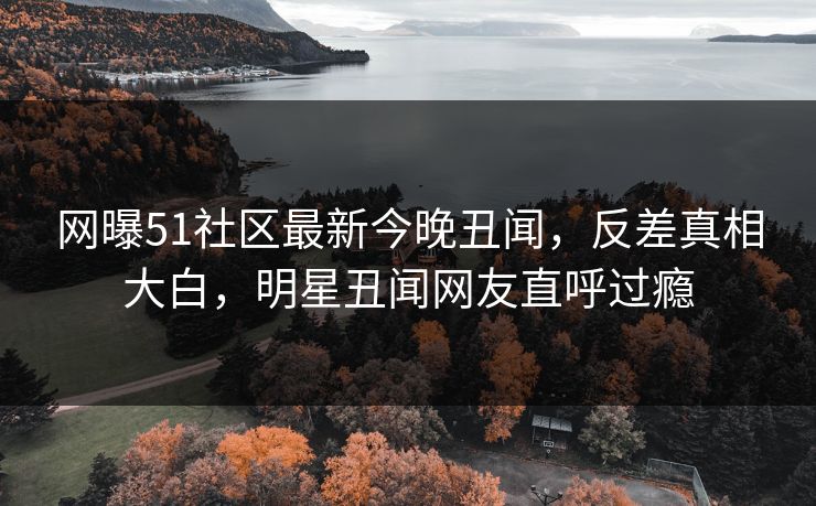 网曝51社区最新今晚丑闻，反差真相大白，明星丑闻网友直呼过瘾