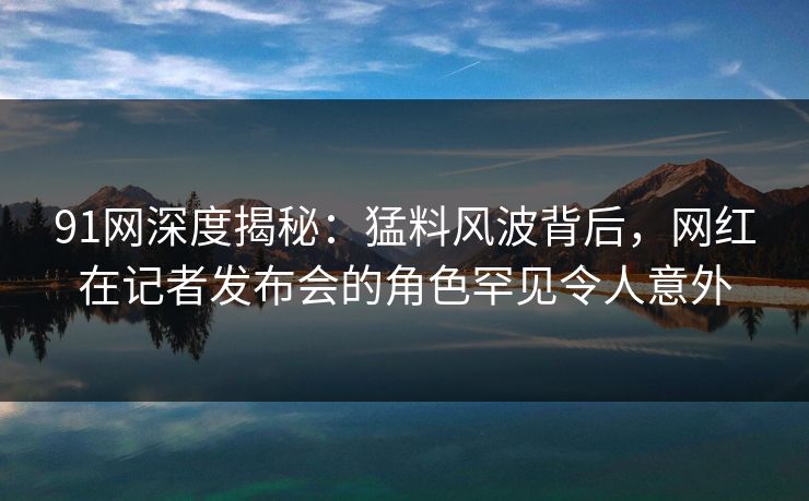91网深度揭秘：猛料风波背后，网红在记者发布会的角色罕见令人意外